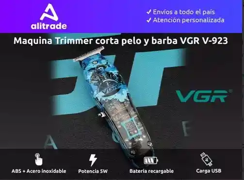 Máquina Corta Pelo Trimmer Vgr V-923 Patillera Inalámbrica