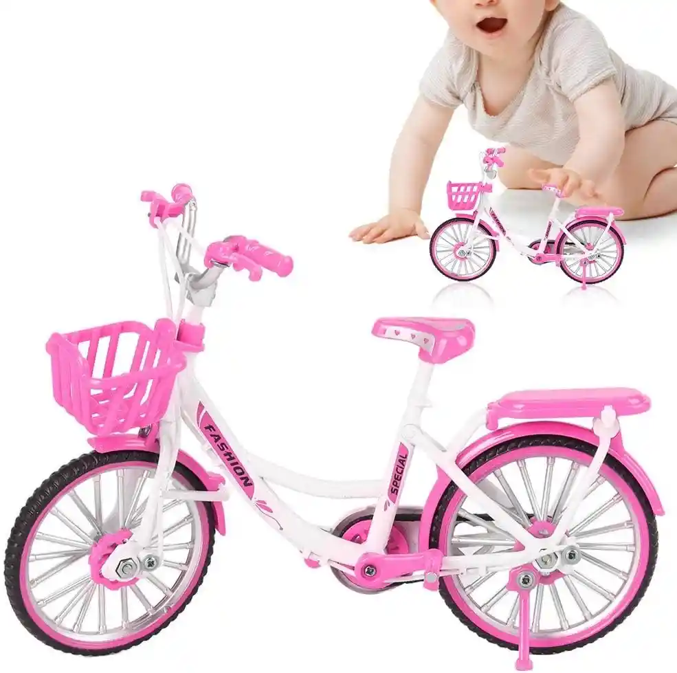 Bicicleta Coleccionable Retro Con Movimiento Color Rosado Modelo Bicicleta Juguete Fiesta Regalos, Colección