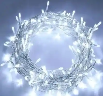Luces De Navidad Luz Blanca 200 Bombillos Aprox Lineal Cable Siliconado Extensión De Luz Decoración Navideña