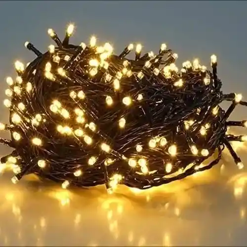 Luces De Navidad Luz Calida Amarilla 100 Bombillos Aprox Lineal Cable Verde Extensión De Luz Decoración Navideña