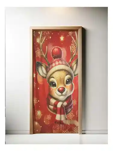 Decoración Navideña Cubre Puerta Ajustable Reno Navideño