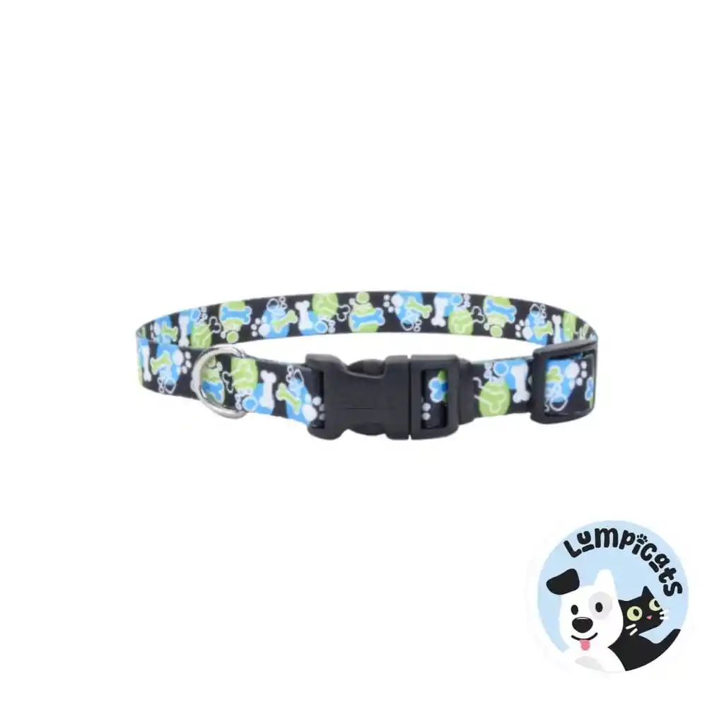 Coastal Perro Styles Hueso Huella Azul Collar Large 1"