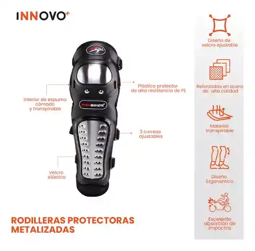 Rodillera Protección Motociclistas Metalica Alta Seguridad