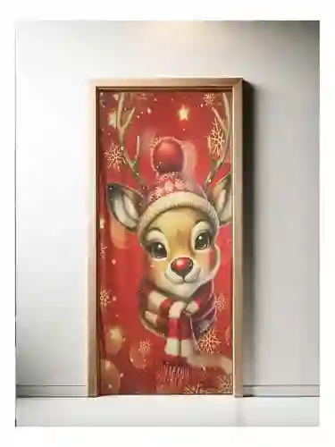 Decoración Navideña Cubre Puerta Ajustable Reno Navideño