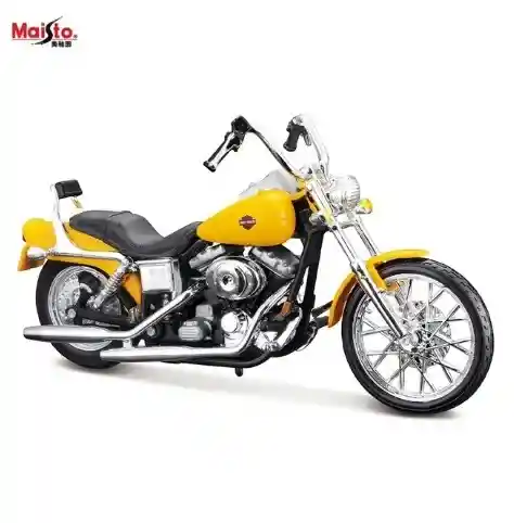 Moto De Colección Harley-davidson 2001 Fxdwg Wide Glide Amarilla Modelo Moto Juguete Fiesta Regalos, Colección