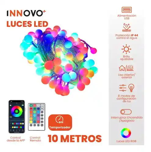 Luces Navideñas Control Remoto App 10m Rgb Secuencial