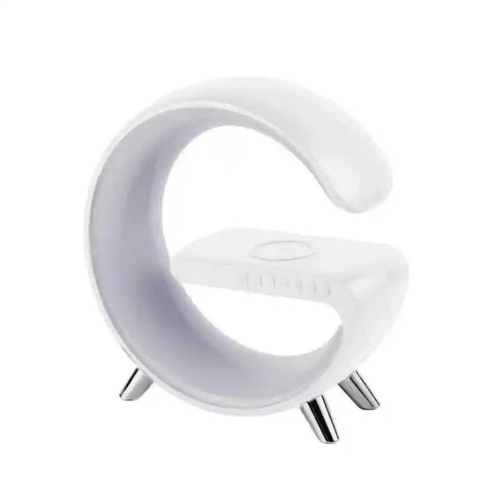Parlante Lampara G Cargador Inalámbrico Rgb Reloj Bt Color Blanco