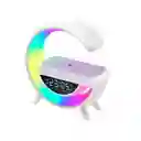 Parlante Lampara G Cargador Inalámbrico Rgb Reloj Bt Color Blanco