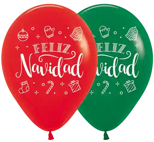 Bombas Globo Biodegradable De Latex Feliz Navidad X 12