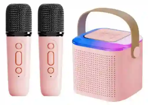 Kit Parlante Y 2 Micrófonos Karaoke Para Niños Bluetooth Led