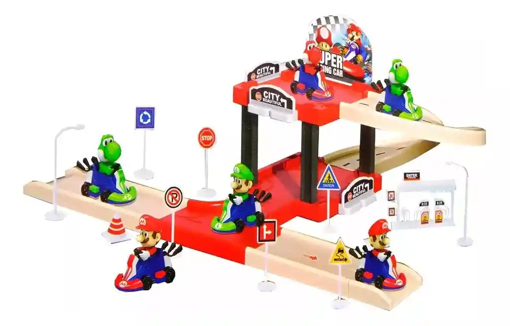 Pista Mario Kart Estación Parqueadero Mario Bros + 2 Cars