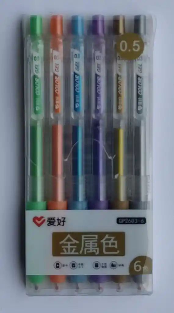 Set De Bolígrafos Metalizados Retráctil Fino 05 X6