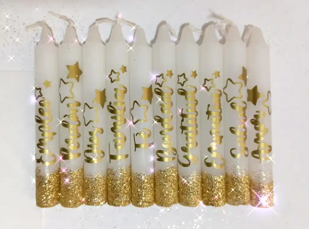 Velas Navideñas Deseos Golden + Portavelas