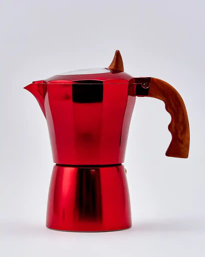 Cafetera Italiana Moka - 6 Tazas Roja Metalizada