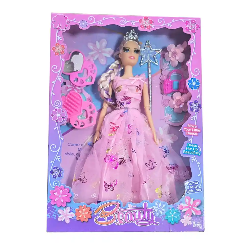 Muñeca Princesa Reina Vestido Cejas Accesorios Juguete Niñas