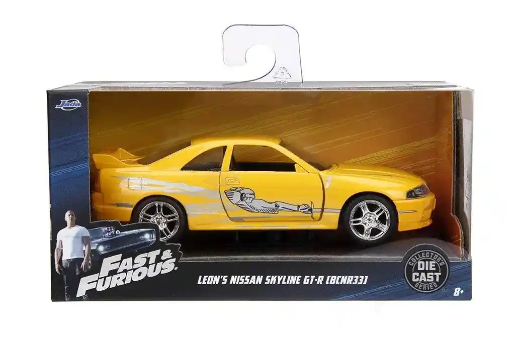 Carro Coleccionable Metálico Fast Furious Modelo Leon´s Nissan Skyline Gtr R33 Vehículo De Fundición, Modelo Coche Juguete Fiesta Regalos, Colección