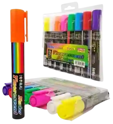 Marcador Fluorescente Punta Media Set X 8 Tipo Posterman