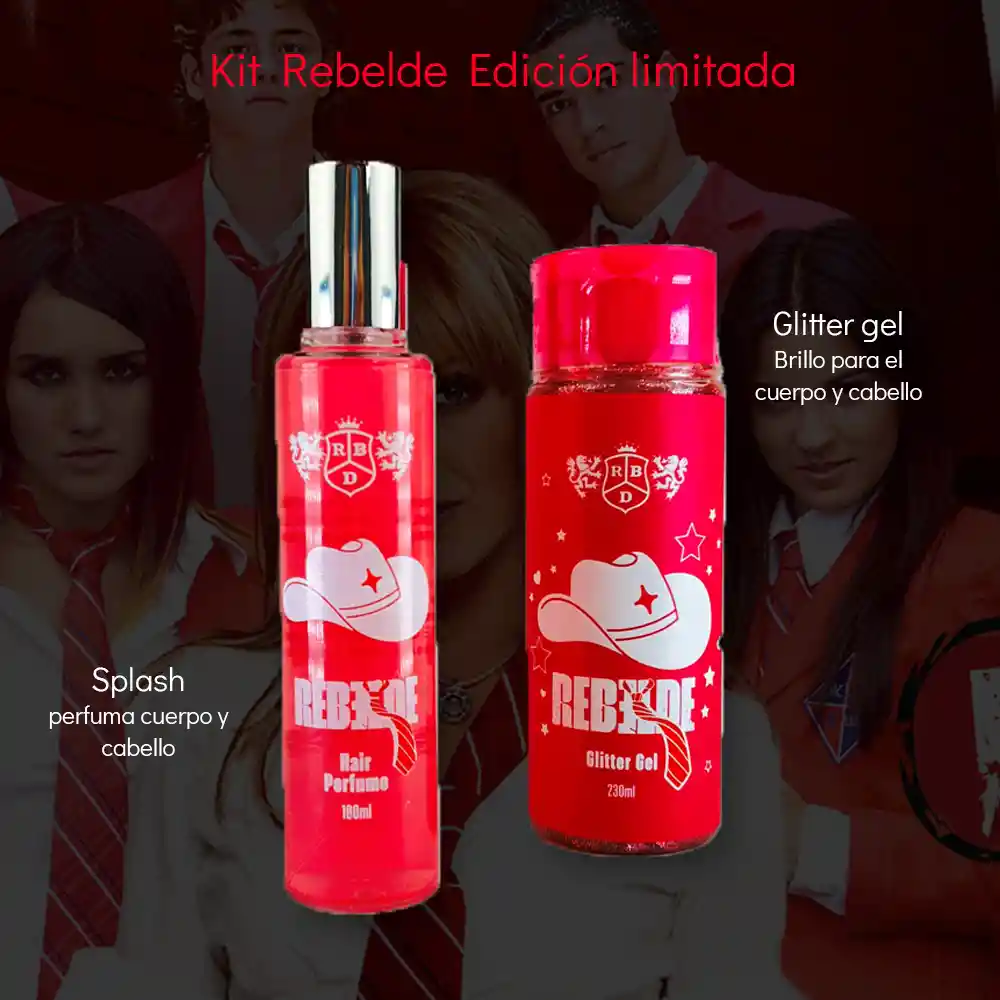 Kit Rebelde Splash Perfume Y Glitter Brillo Cuerpo