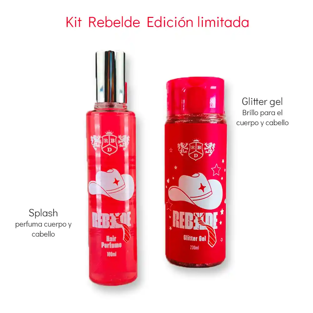 Kit Rebelde Splash Perfume Y Glitter Brillo Cuerpo