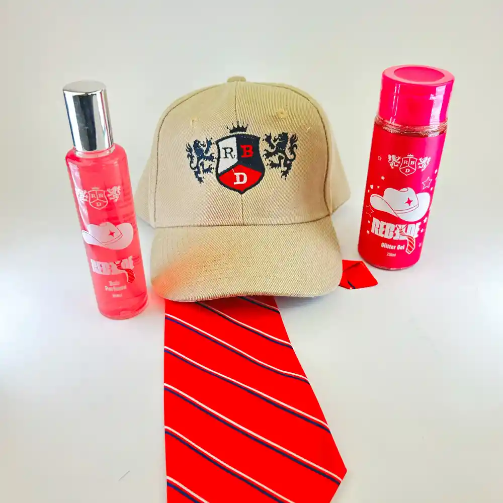 Kit Rebelde Gorra + Corbata + Perfume + Glitter
