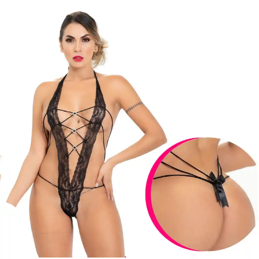 Conjunto Erotico Malla Encaje Transparente