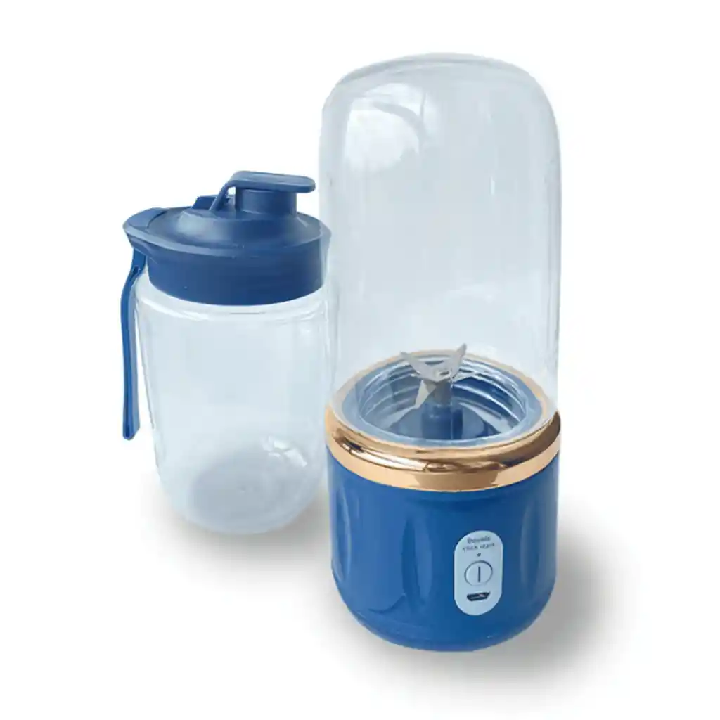 Licuadora Portatil + Vaso 400 Ml Color Azul