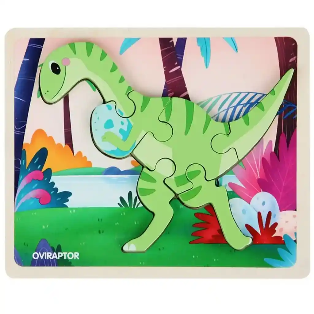 Rompecabezas Madera Dinosaurio Juego Didactico Aprendizaje