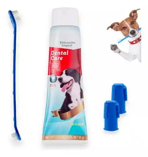 Set De Higiene Dental Con Cepillo Para Mascota Dental Care Sabor Carne