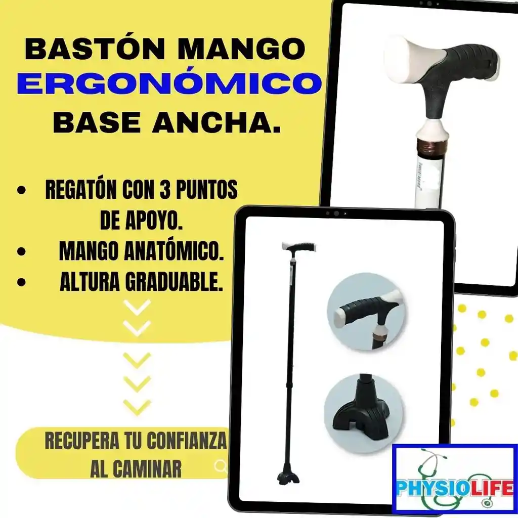 Baston De 3 Apoyos En Aluminio Liviano