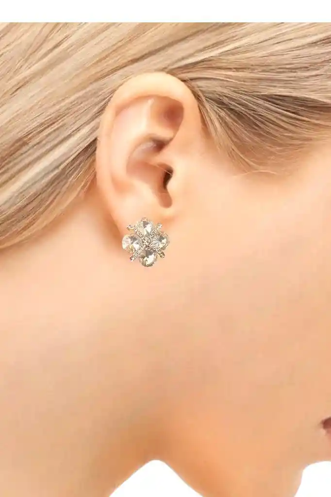 Arete En Cover Gold - Rodio Con Zircones, Aretes De Cover Gold, Joyería Femenina, Arete Covergold - Arete Rodio - Candongas En Cover Gold