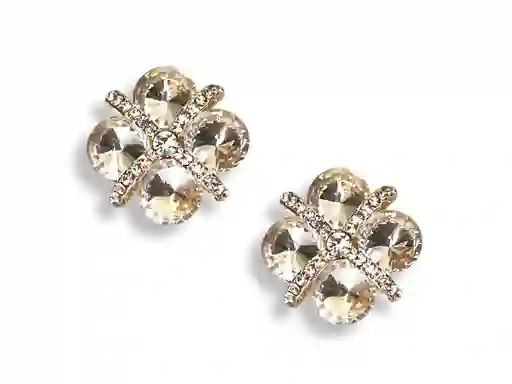 Arete En Cover Gold - Rodio Con Zircones, Aretes De Cover Gold, Joyería Femenina, Arete Covergold - Arete Rodio - Candongas En Cover Gold