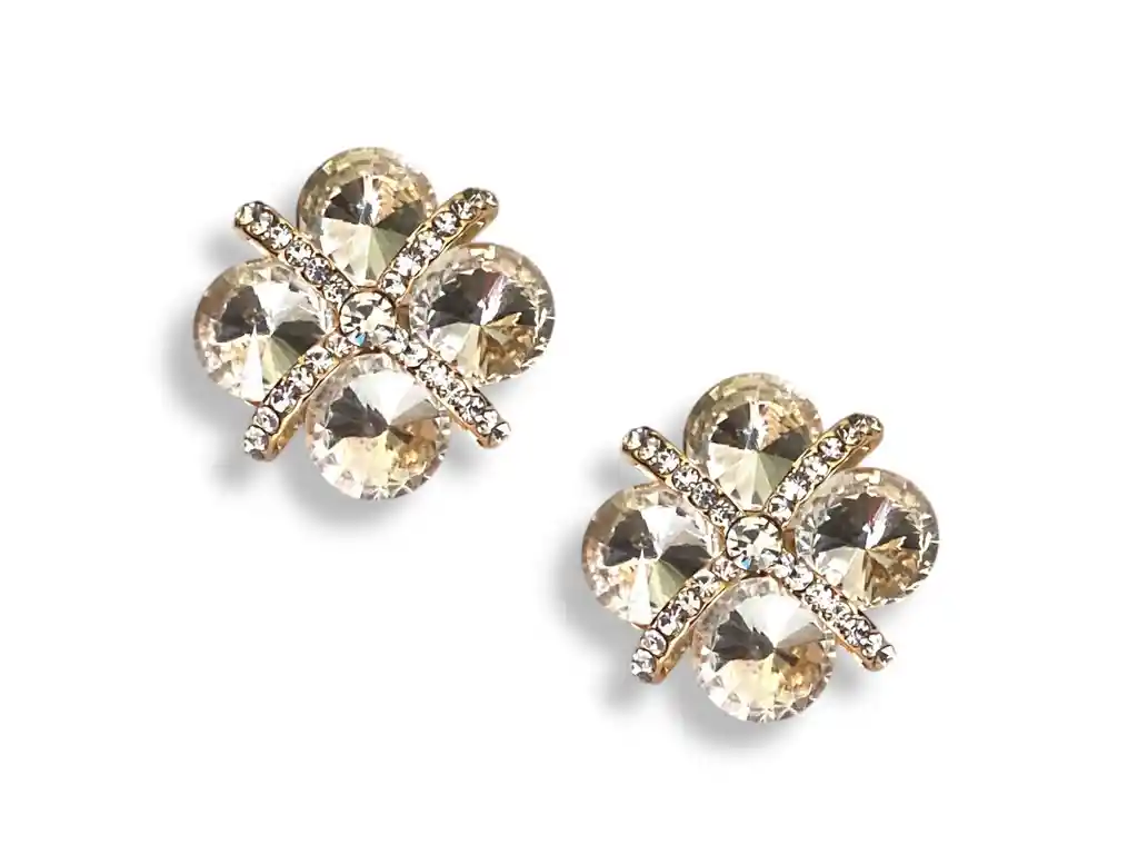 Arete En Cover Gold - Rodio Con Zircones, Aretes De Cover Gold, Joyería Femenina, Arete Covergold - Arete Rodio - Candongas En Cover Gold
