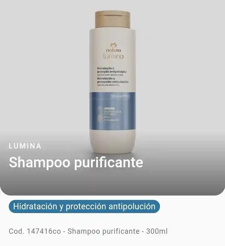 Natura - Shampoo Purificante - Liso Natural Lumina