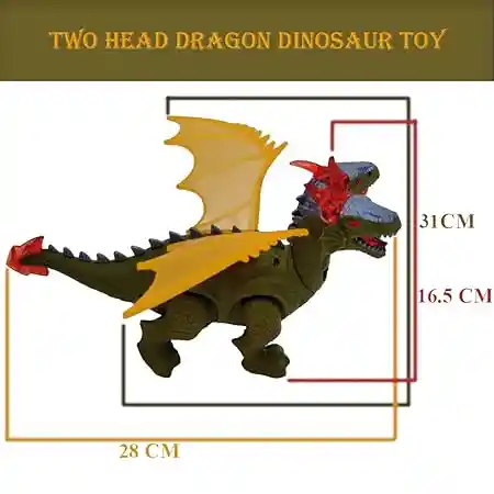 Dragon Dinosaurio 2 Cabezas Con Sonidos Movimientos Luces