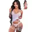 Babydoll Con Arnés, Ligas Y Tanga Hilo