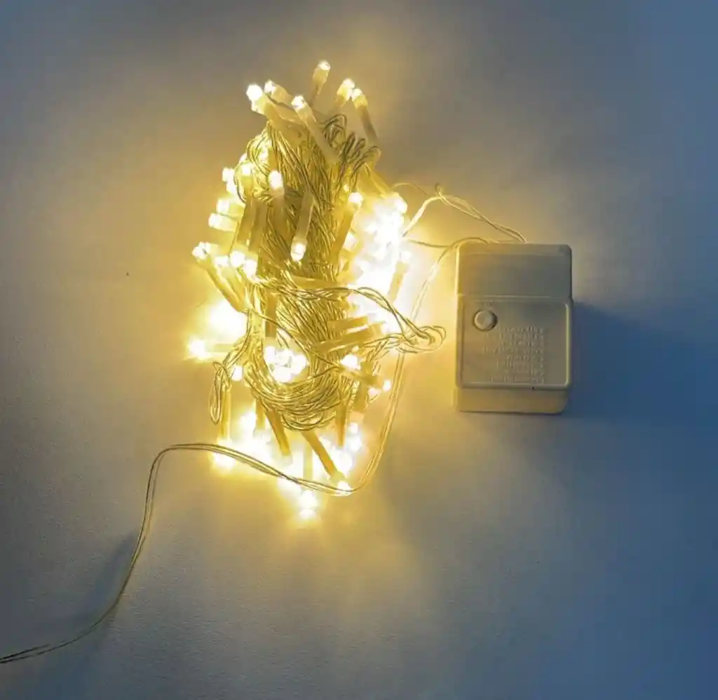 Luces De Navidad X 100 Bombillos Led Cable Blanco Luz Calida 7 Metros Aproximadamente Sin Continuacion Extension De Luces Navideñas Luz Para Navidad Decoracion Navideña