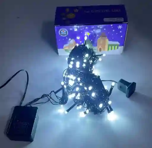 Luces De Navidad X 100 Bombillos Led Cable Verde Luz Blanca Con Continuacion 7 Metros Aproximadamente Extension De Luces Navideñas Luz Para Navidad Decoracion Navideña