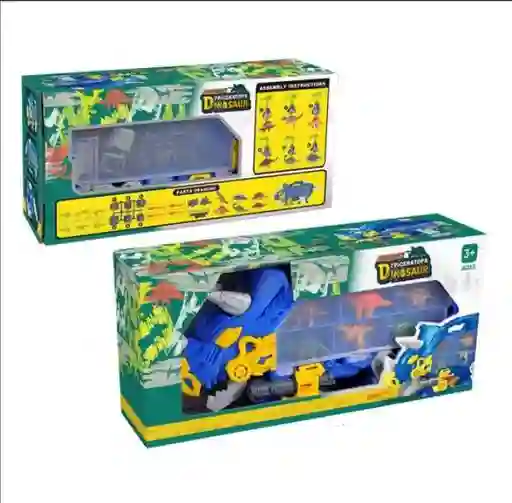 Mula Niñera Triceratops Con Dinosaurios Caja