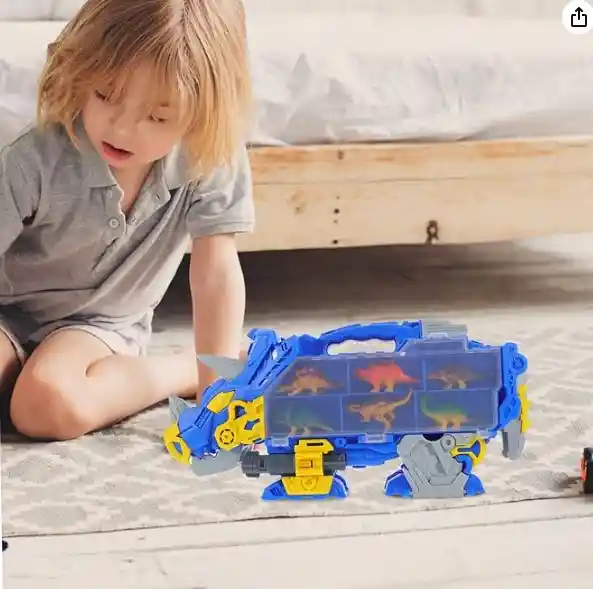 Mula Niñera Triceratops Con Dinosaurios Caja