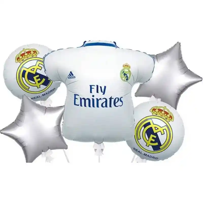 Kit Globos Metalizados Por 5 Real Madrid