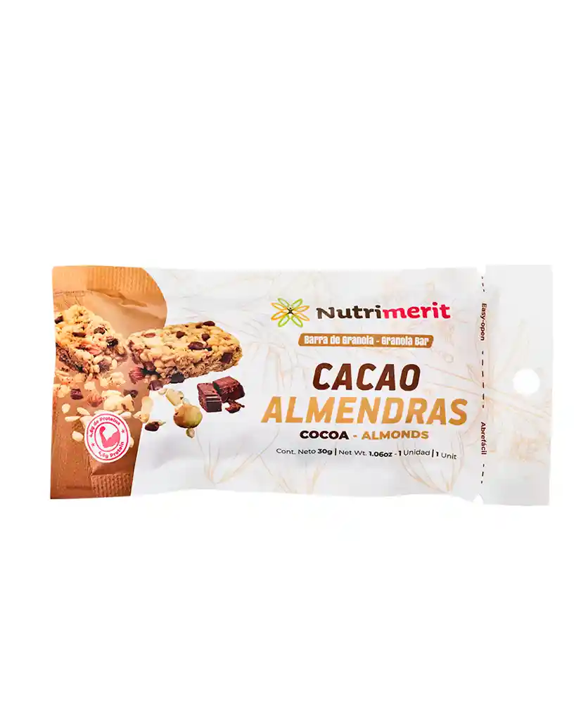 Barra De Granola Cacao Almendras Nutrimerit 30 Gr