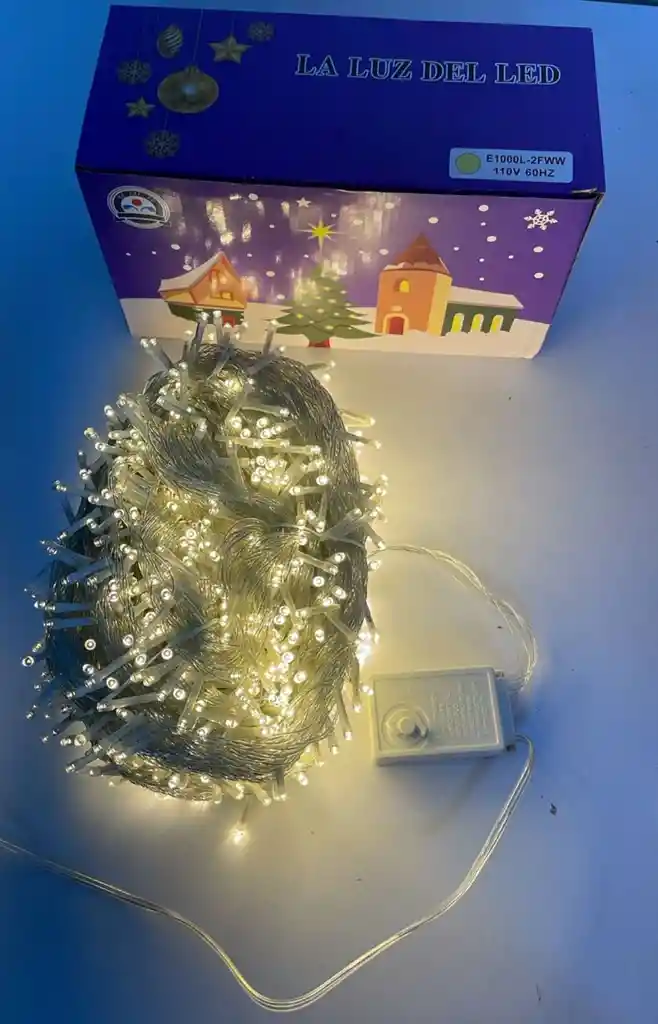 Luces De Navidad X 1000 Bombillos Led Cable Blanco Luz Calida 60 A 65 Metros Aproximadamente Extension De Luces Navideñas Mil Bombillos Luz Para Navidad Decoracion Navideña