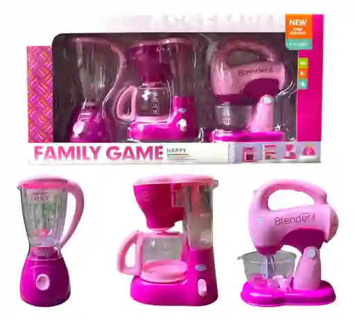 Set Juguete Cocinita Licuadora Cafetera Batidora Color Rosa