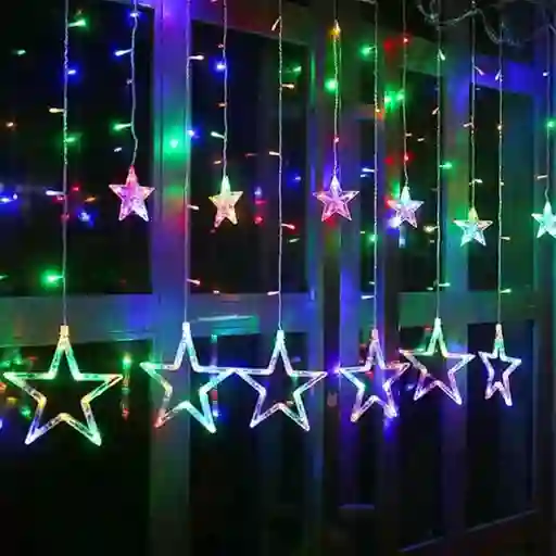 Cascada De Estrellas Luz De Colores 3 Metros De Largo X 60 Cm De Caida Con Terminal Para Conectar Otra Extension ,extension De Luces Navideñas Luz Para Navidad Decoracion Navideña Luces De Navidad