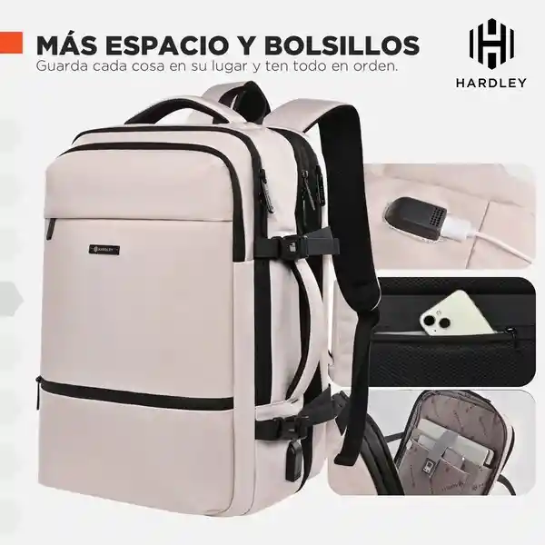 Maleta De Mano Cabina Viaje Hardley 40 Lt Nylon Balistico Beige Extra