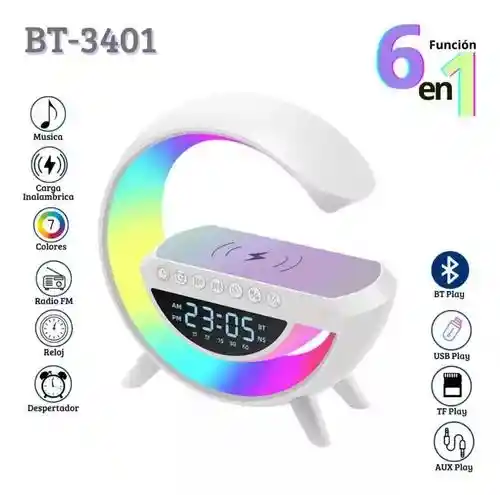 Lámpara G Parlante Bluetooth Con Cargador Inalámbrico / Parlante Lampara G 6 En 1