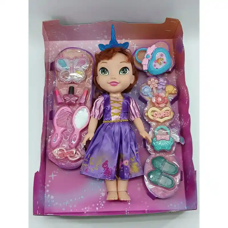 Juguete Muñeca Princesa Luz Y Sonido Con Accesorios 35 Cm