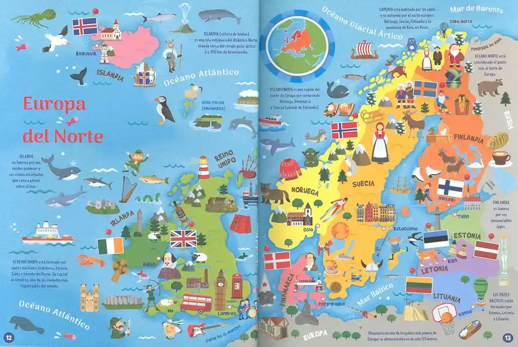 Libro Atlas Del Mundo Con Banderas Y Culturas Para Niños