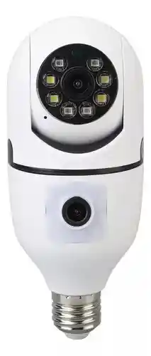 Camara De Vigilancia 360° Wifi Bombillo Doble Camara