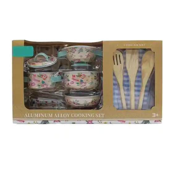 8 Pcs Utenzilios De Cocina Para Niñas, Juego De Cocina Con Recipiente Para Sartenes De Aluminio